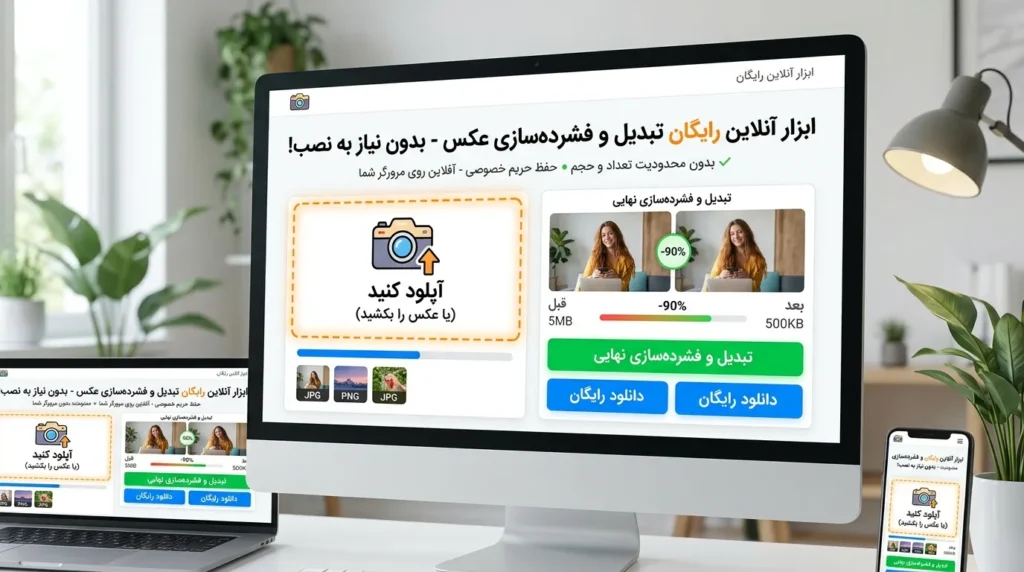 تبدیل و فشردهسازی عکس آنلاین رایگان | JPG WebP PNG | ابزار تاپ13